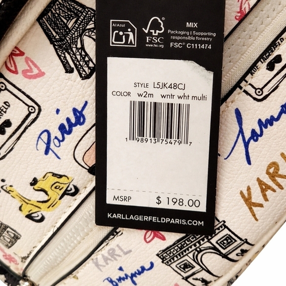 Karl Lagerfeld Cream Backpack with Parisian Print - Picture 3 of 3